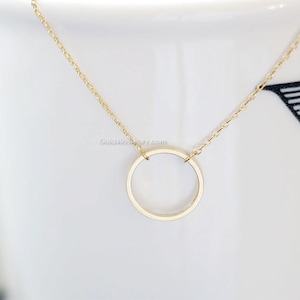 Gold Circle Karma necklace, Infinity, Eternity, Circle, Ring Necklace--dainty, simple, birthday, wedding, bridesmaid gift