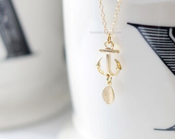 gold anchor necklace, personalized anchor necklace, anchor necklace, nautical jewelry, anchor jewelry,