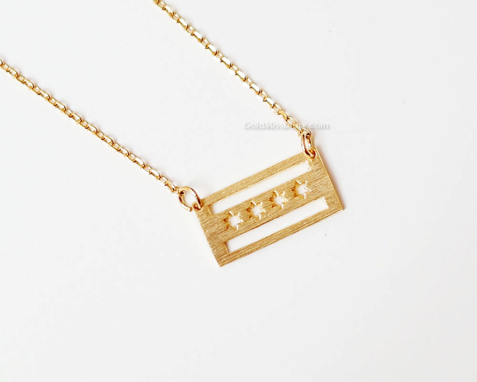 Gold Chicago Flag Necklace Chicago Flag Necklace Dainty Etsy