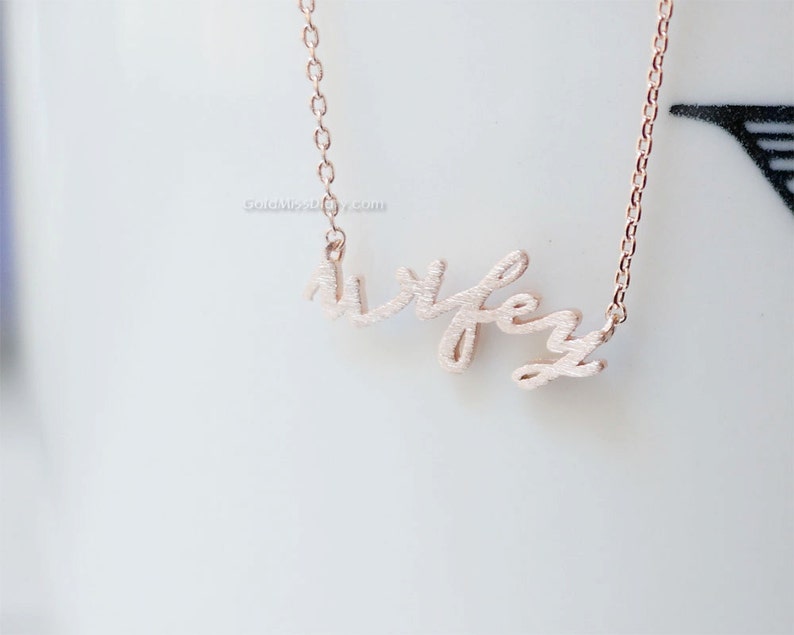 Wifey Necklace in Rose gold, Bride to Be Necklace, Fiance Necklace, Wifey Gift , Newlyweds, Necklace for Bridal Shower, Wifey Material image 2
