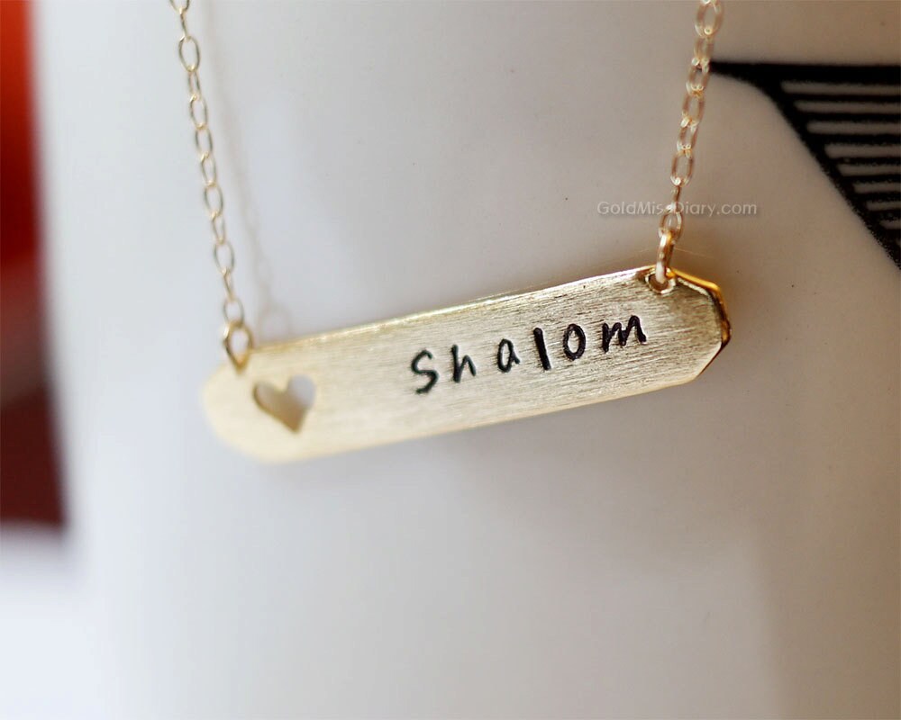Initial Gold Bar Necklace With Open 