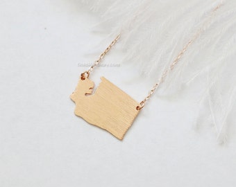 Washington State Necklace in rose Gold, WA state rose gold necklace, Seattle necklace