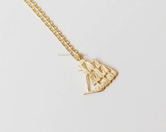 sailboat Necklace in gold, ship necklace, wedding, bridesmaid, birthday gifts, tiny simple necklace
