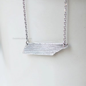 Tennessee State Necklace in silver , TN state gold necklace, tennessee state bar necklace, tennessee pride, Nashville necklace