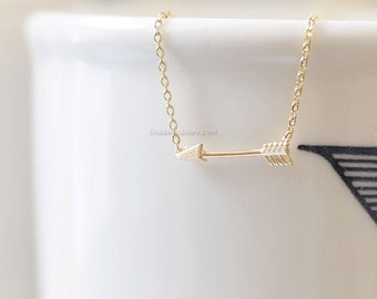 Tiny Arrow Necklace in Gold ,Affordable Charm Necklace, wedding gifts, bridesmaid gifts, Gold Tiny arrow Charm, Necklaces for Women