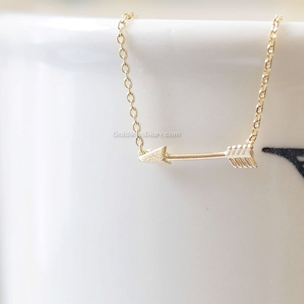 Tiny Arrow Necklace in Gold ,Affordable Charm Necklace, wedding gifts, bridesmaid gifts, Gold Tiny arrow Charm, Necklaces for Women