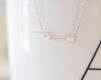 Tiny Rose Gold Arrow Necklace, Affordable Charm Necklace, Tiny arrow Charm, wedding, bridesmaid, birthday gifts, Necklaces for Women