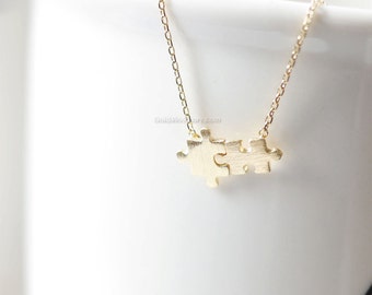 Gold puzzle necklace/ Fun puzzle necklace, dainty, simple necklace, wedding gifts, bridesmaid gifts, gifts ideas, necklaces for women