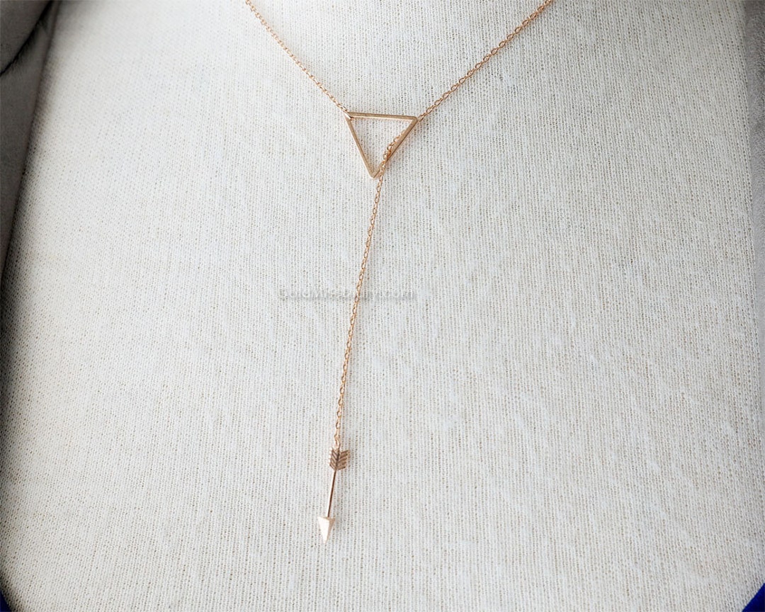 Rose Gold Arrow Drop Necklace / Simple Arrow Lariat Necklace / - Etsy