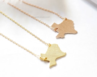 Texas State Necklace in rose gold , TX state necklace, rose gold state necklace, simple bar necklace, necklace for women