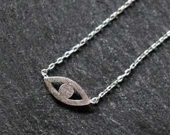 Evil eye necklace in silver, dainty handmade necklace, everyday jewelry. necklaces for women, wedding gifts, bridesmaid gifts