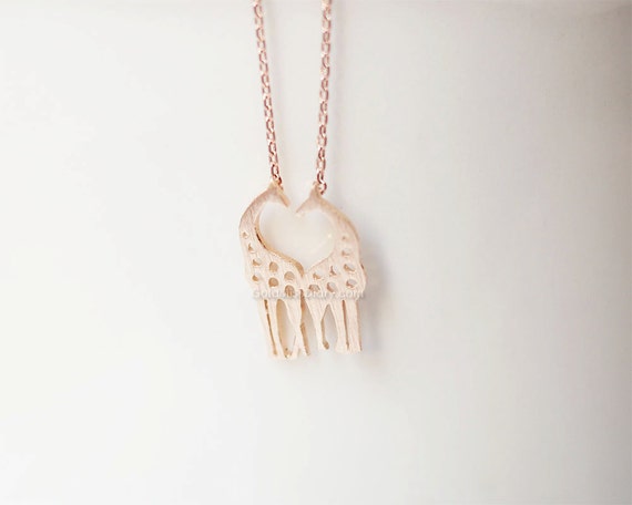 Love Giraffe Necklace in Rose Gold Twin Giraffe Pendant Necklace Bridesmaid Jewelry Everyday Necklace Wedding Strand Necklace Etsy Israel