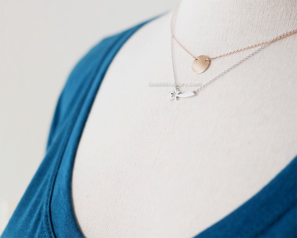 Silver Shooting Star Necklace, Star Necklace in Silver