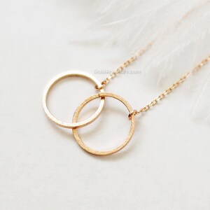 Double Circle Necklace in rose gold, Eternity necklace, infinity necklace, love necklace/ dainty, birthday, wedding, bridesmaid jewelry