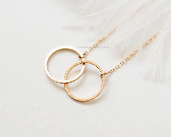Double Circle Necklace in Rose Gold Eternity Necklace Infinity Necklace Love Necklace Dainty Birthday Wedding Bridesmaid Jewelry Etsy Canada