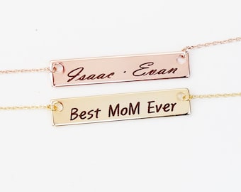 Gepersonaliseerde naamstaafketting / aangepaste naamstaafketting / gepersonaliseerde naamstaaf / roségouden naamstaaf, goudbaar, zilverbaar