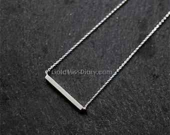Silver bar necklace...dainty minimalist handmade necklace, everyday, simple, birthday, sorority, wedding, bridesmaid, best friend gift