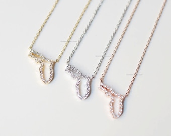 rose Gold florida State Necklace with CZ, FL state necklace, crystal state necklace, simple bar necklace, necklace for women, gift ideas
