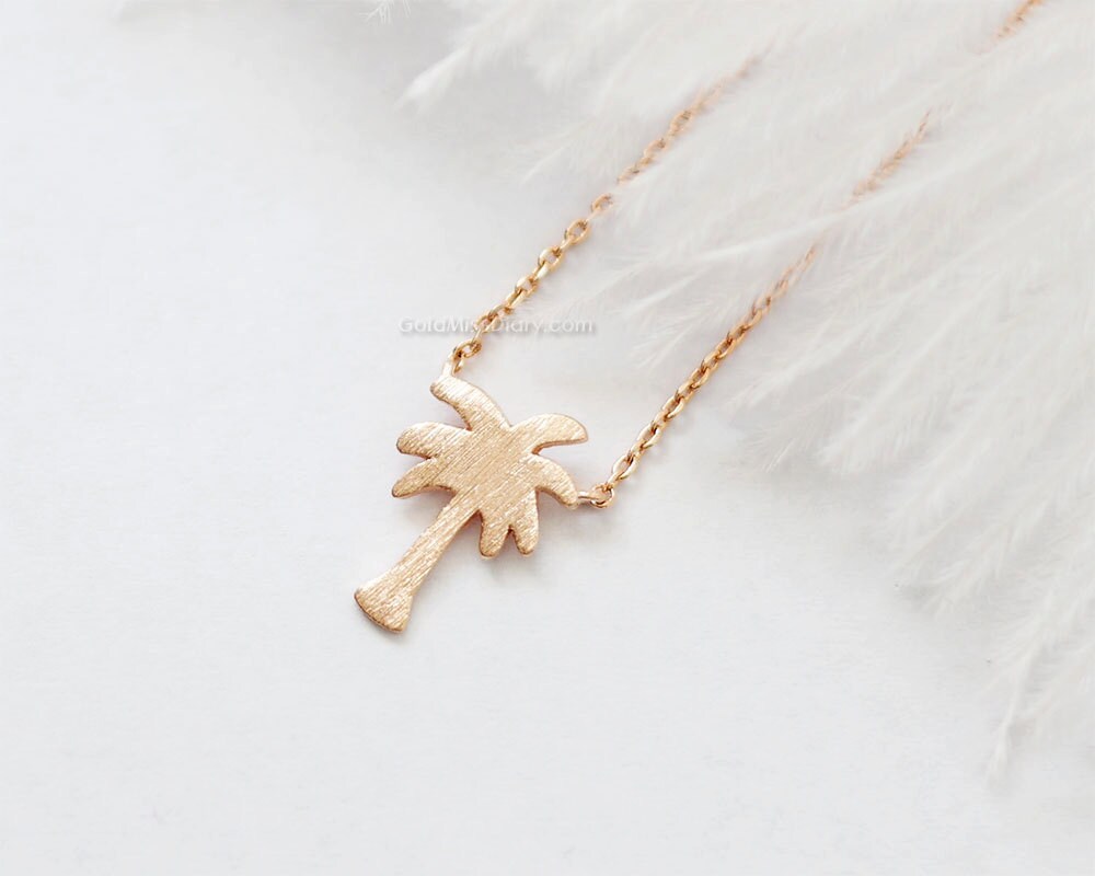 Rose gold Palm Tree Necklace, Dainty palm tree Pendant Necklace, wedding gifts, bridesmaid gifts, birthday gifts, gift ideas
