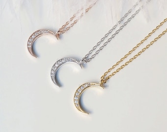 Crescent Moon Necklace in Gold/ Silver/ rose gold, tiny Moon Necklace, wedding gifts, bridesmaid gifts, gift idea