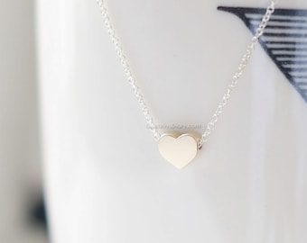 tiny Gold Heart Necklace, 14k gold filled or sterling silver, dainty heart necklace, wedding, bridesmaid, birthday gifts