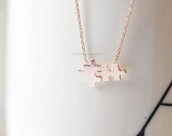 Fun puzzle necklace in rose gold/ rose gold puzzle necklace/ dainty, simple and fun, wedding gifts, bridesmaid gifts, gifts ideas