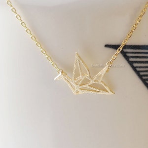 Gold origami Crane Necklace, Crane necklace in gold, necklace for women, fashion jewelry, Gift for her / girlfriend gift / bridesmaids gift