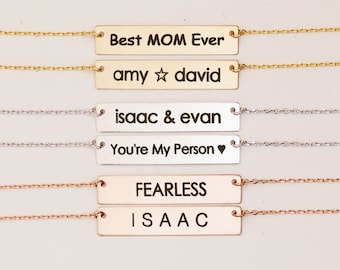 Personalized Rose Gold Bar Necklace/ Customized Name Bar Necklace/ Personalized Bar Necklace / rose Gold Name Bar, gold bar, silver bar