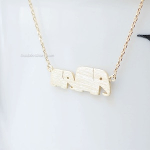 Gold elephant necklace, 2 elephant necklace, wedding gifts, bridesmaid gifts, gift ideas, birthday gifts