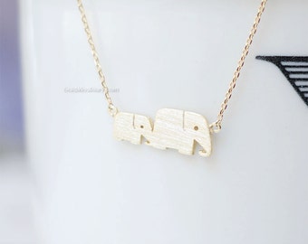 Gold elephant necklace, 2 elephant necklace, wedding gifts, bridesmaid gifts, gift ideas, birthday gifts