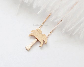 Delicata collana con palma in oro rosa, Delicata collana con ciondolo a forma di palma, regali di nozze, regali per damigelle d'onore, regali di compleanno, idee regalo