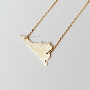 Virginia State Necklace in Gold, VA state gold necklace