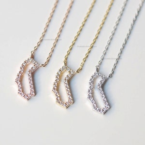 Gold California State Necklace with CZ, CA state necklace, crystal state necklace, simple bar necklace, necklace for women, gift ideas