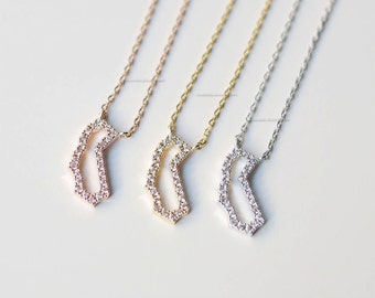 silver California State Necklace with CZ, CA state necklace, crystal state necklace, simple bar necklace, necklace for women, gift ideas