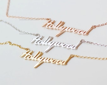 Gold hollywood Necklace , Gold LA necklace, hollywood bar necklace, citi necklace, necklace for women