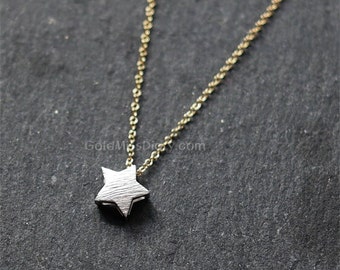 Silver Star Necklace, Best gift bridesmaid, Girl friend, best friend, mother, Simple handmade fashion necklace, Gold Filled necklace.