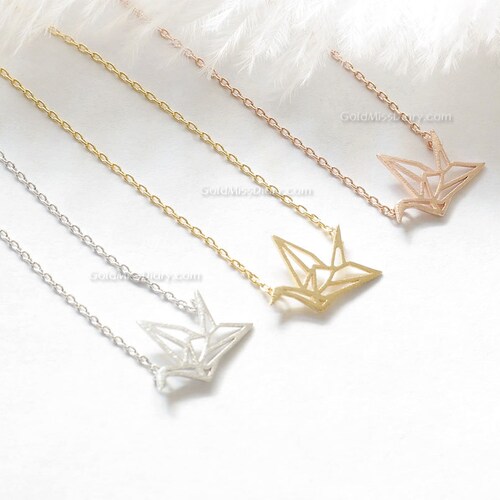 Rose Gold origami Crane Necklace, Crane necklace , necklace for women, fashion jewelry, Gift for her / girlfriend gift / bridesmaids shops gift