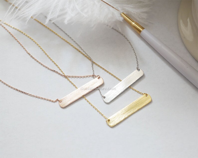 Silver Initial Bar Necklace Silver Personalized Necklace. Etsy