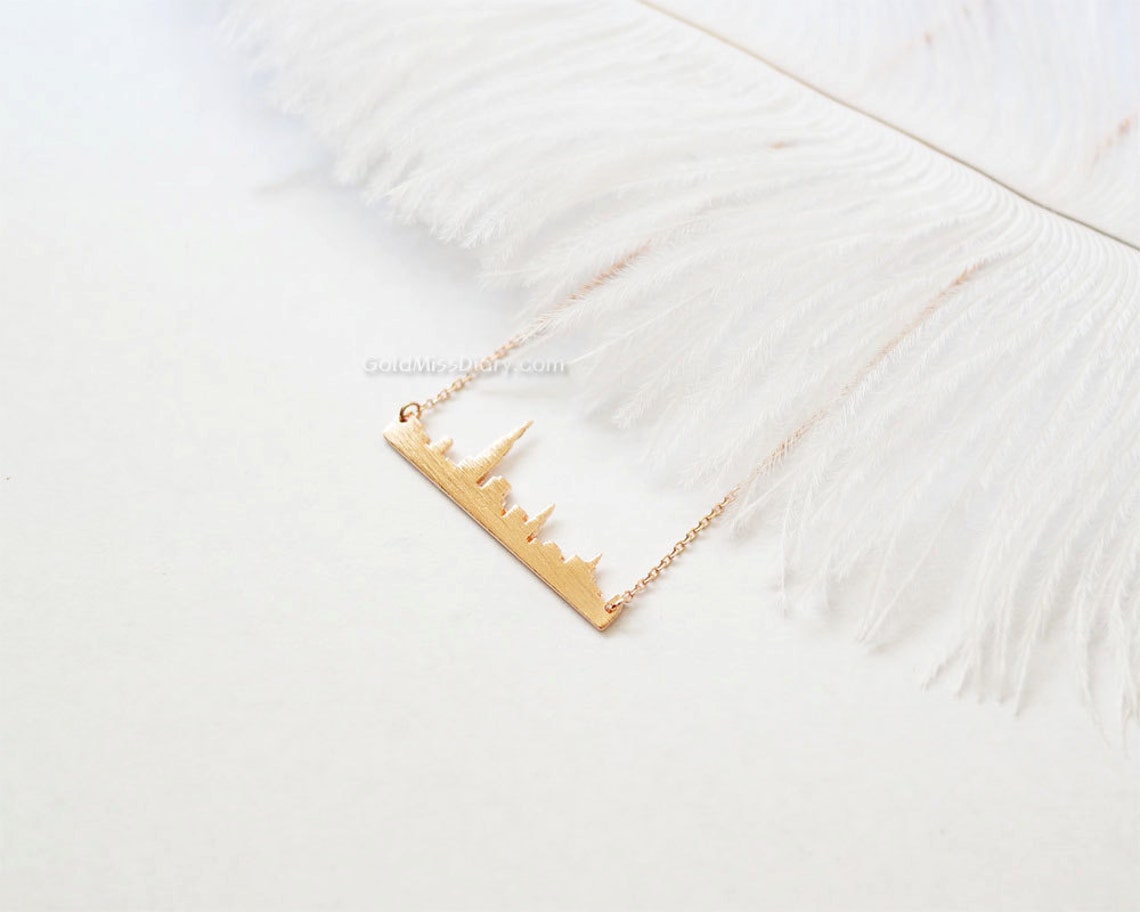 Rose Gold New York Skyline Necklace Newyork Bar Necklace Etsy