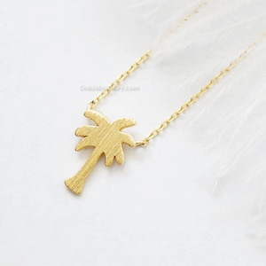 Rose Gold Palm Tree Necklace Dainty 