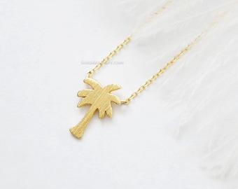 tiny Palm Tree Necklace in gold, Dainty palm tree Pendant Necklace, wedding gifts, bridesmaid gifts, birthday gifts, gift ideas