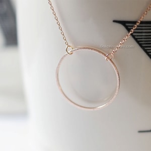 big Circle Rose Gold Karma necklace, Infinity, Eternity, Circle, Ring Necklace--dainty, simple, birthday, wedding, bridesmaid gift