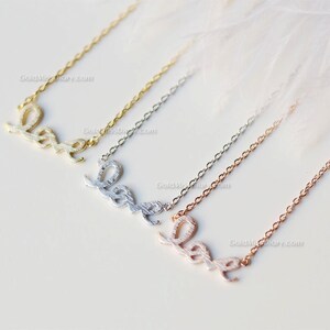Silver Love bar Necklace, Love Script Necklace, Cursive Writing Love Necklace, Letter Love Necklace, Wedding, Bridesmaid Gifts