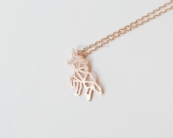 unicorn Necklace, origami Unicorn necklace, horse necklace, necklace for women, Gift for her / girlfriend gift / bridesmaids gift