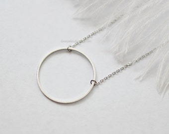silver Big Circle  Karma necklace, Infinity, Eternity, Circle, Ring Necklace--dainty, simple, birthday, wedding, bridesmaid gift