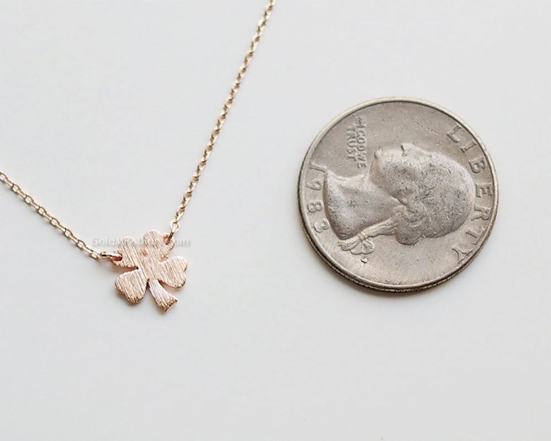 Four Leaf Clover Necklace in Rose Gold - Sweet and Simple Shamrock for ...