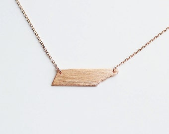 Tennessee State Necklace in Rose Gold, TN state gold necklace,  Tennessee state bar necklace, graduation gift, tennessee graduation