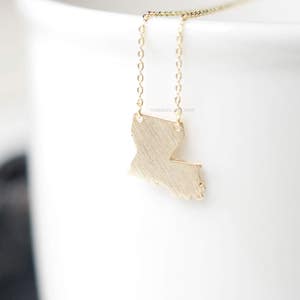 Louisiana State Necklace in gold , LA Silver necklace, State necklace, Louisiana pride, Louisiana state bar necklace, Louisiana gold bar