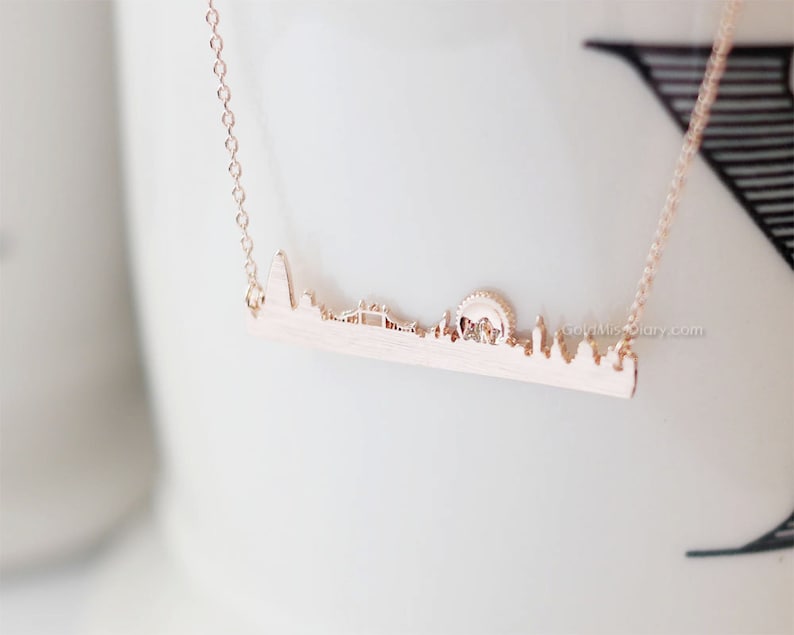 UK jewelry souvenir London London skyline necklace in rose gold city necklace skyline necklace necklace for woman London necklace