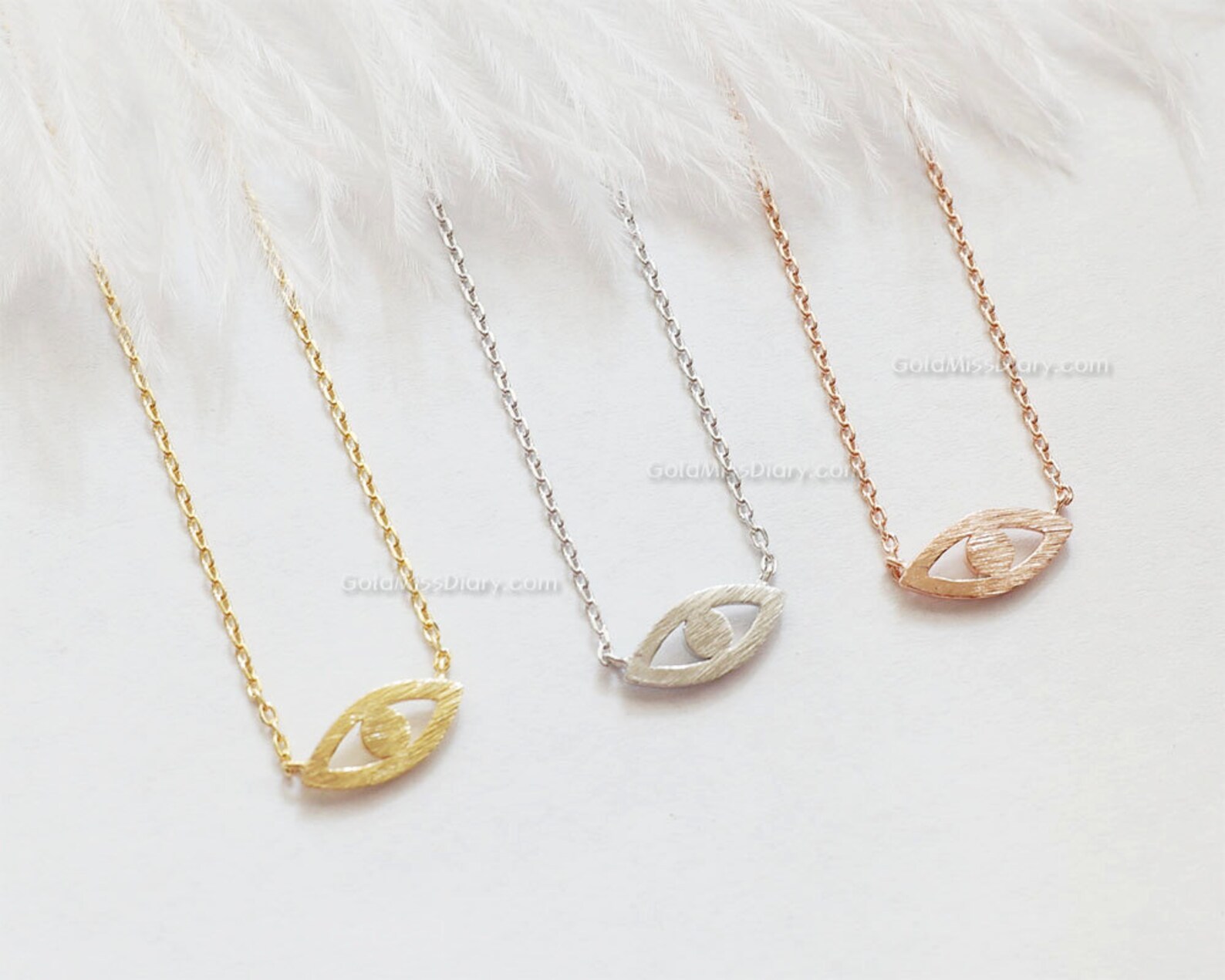 Evil Eye Necklace in Silver Dainty Handmade Necklace Etsy